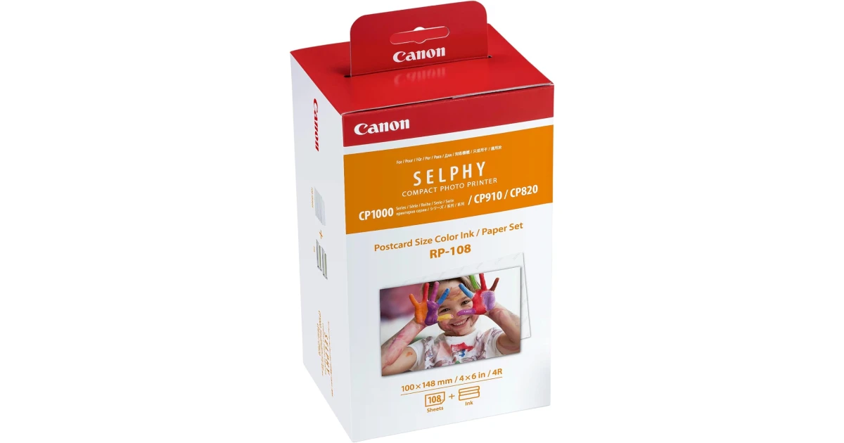 Canon RP-108 All-in-one Ink Cartridge & Photo Paper Pack 100 x 148 mm Paper Set 108 Sheets