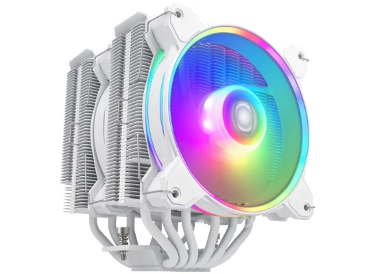 Cooler Master Hyper 622 Halo Dual Tower Air Cooler Halo² Fan Dual Loop ARGB Aluminum Top Cover 6 Heat Pipes 154mm Tall - White