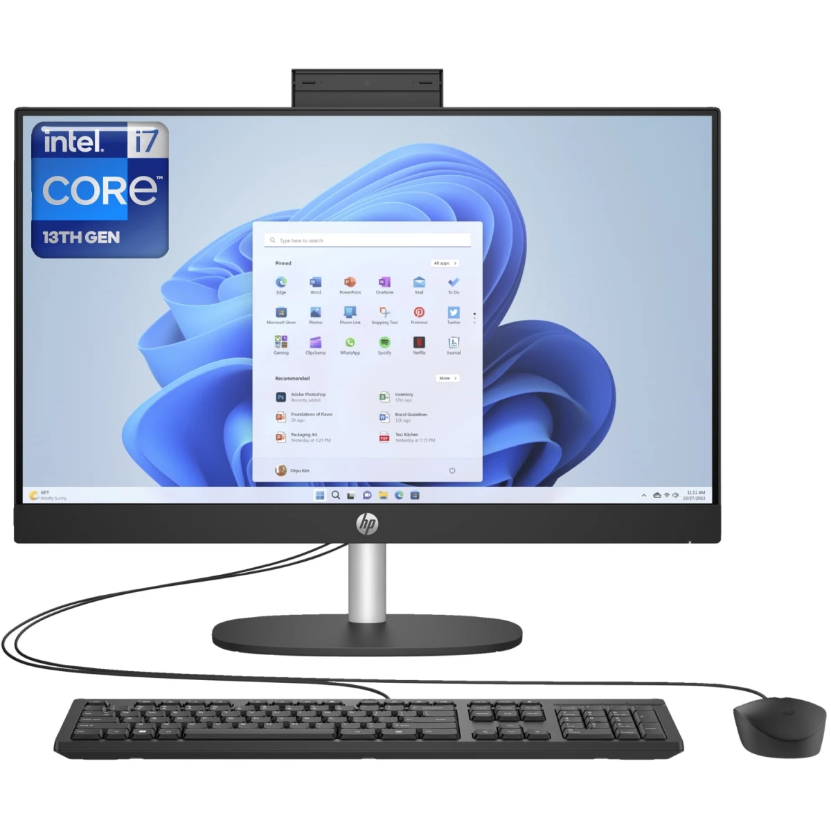 HP ProOne 240 G10 PC (2024) NEW 13Gen Intel Core i7 10-Cores w/ 24" IPS Full HD NONE Touch Display - Black