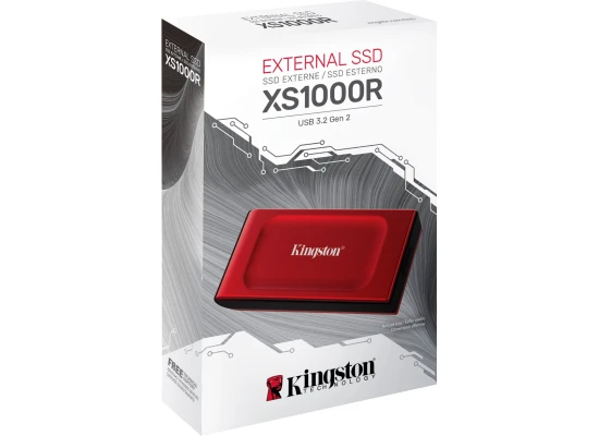 Kingston XS1000 1TB High Performance Pocket-Sized External SSD USB C w/ USB-C to USB-A Cable - Red