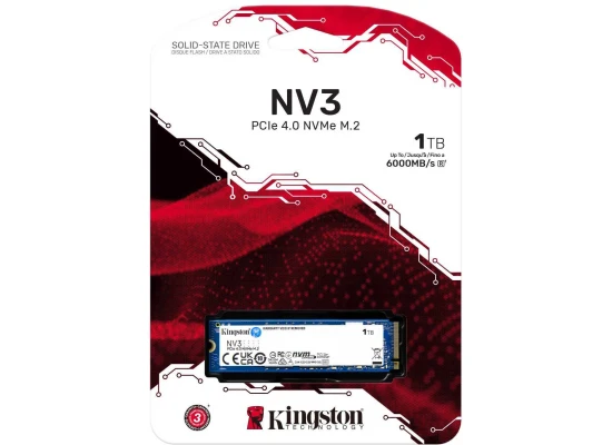Kingston NV3 1TB M.2 2280 NVMe PCIe Gen 4x4 Internal SSD Up to 6000 MB/s