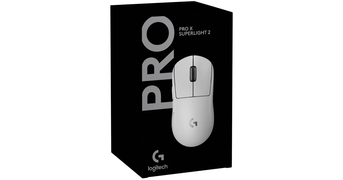 Logitech G PRO X SUPERLIGHT 2 LIGHTSPEED Wireless 4K Polling Lightweight LIGHTFORCE Hybrid Switches HERO 2 Sensor 32,000 DPI USB-C Charging, PC & Mac - White