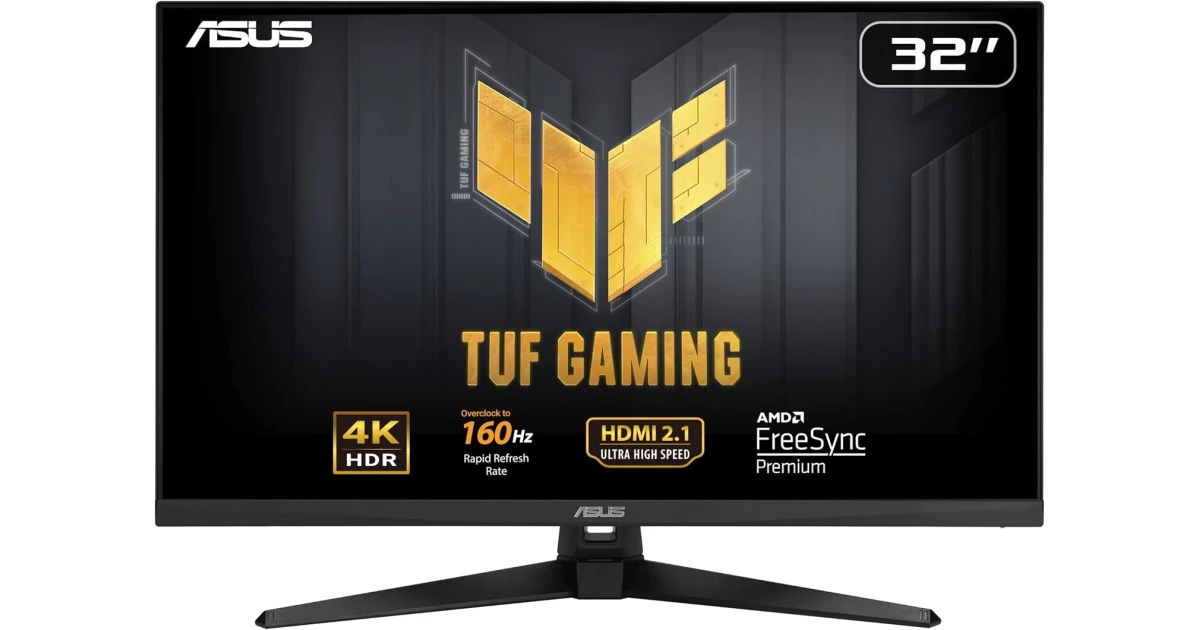 ASUS TUF 32" VG32UQA1A 4K UHD 160Hz 1ms HDR 400 120% sRGB HDMI 2.1 Support 120Hz on PS5 & Xbox Freesync Premium w/ Speakers