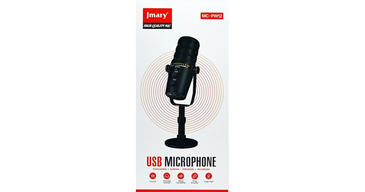 JMARY MC-PW12 USB Mic 360 Degree Rotating Zero Latency Mute Function Cardioid Desktop Microphone