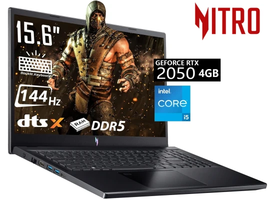Acer Nitro V15 (2024) ANV15-51-59RM 13Gen Intel Core i5 10-Cores  w/ DDR5 Memory & Nvidia RTX 2050 4GB & 144 Hz Display - Black