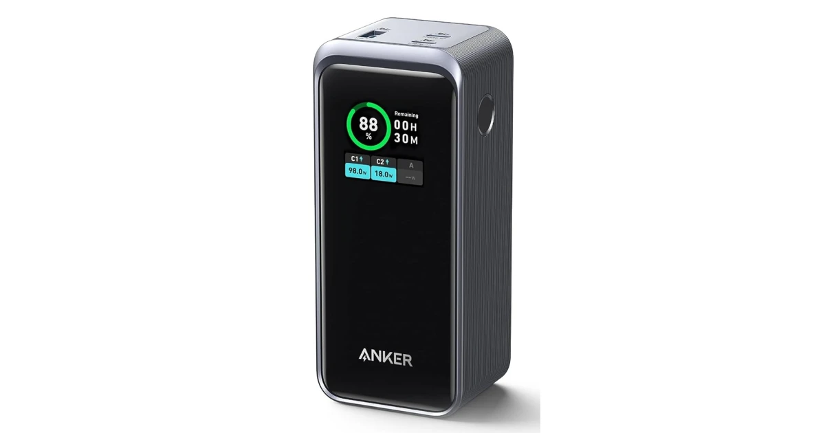 Anker Prime Power Bank, 20,000mAh 200W Portable Laptop Charger for Travel, TSA-Approved, Smart Digital Display, 2 USB-C and 1 USB-A Port, for iPhone 16/15/14 Series, Samsung, MacBook, and More Visit the Anker Store - Black