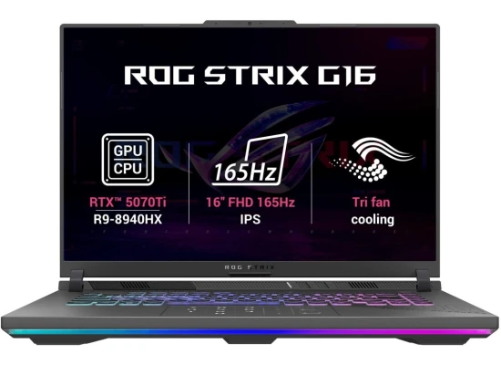ASUS ROG Strix G16 (2025) G614PR NEW 9Gen AMD Ryzen™ 9 8940HX 16-Cores w/ Nvidia RTX 5070 TI 12GB DDR7 & 16" IPS 165Hz Display - Eclipse Gray