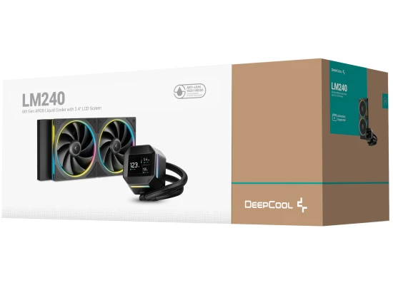 DeepCool LM240 ARGB Liquid Cooler 240mm 2.4" IPS Display Full Customized Supports MP4 Gen 6 Water Pump 3400RPM Anti-Leak For AMD & Intel -  Black