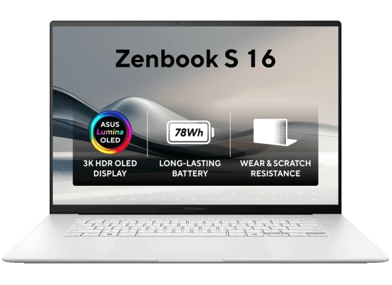 ASUS Zenbook S16 (2024) UM5606 Copilot+ PC AMD Ryzen AI 9 HX 370 12-Cores Superior AI New Ceraluminum Material w/ AMD Radeon 890 Graphic  & 3K OLED 120Hz Touch Display , Scandinavian White