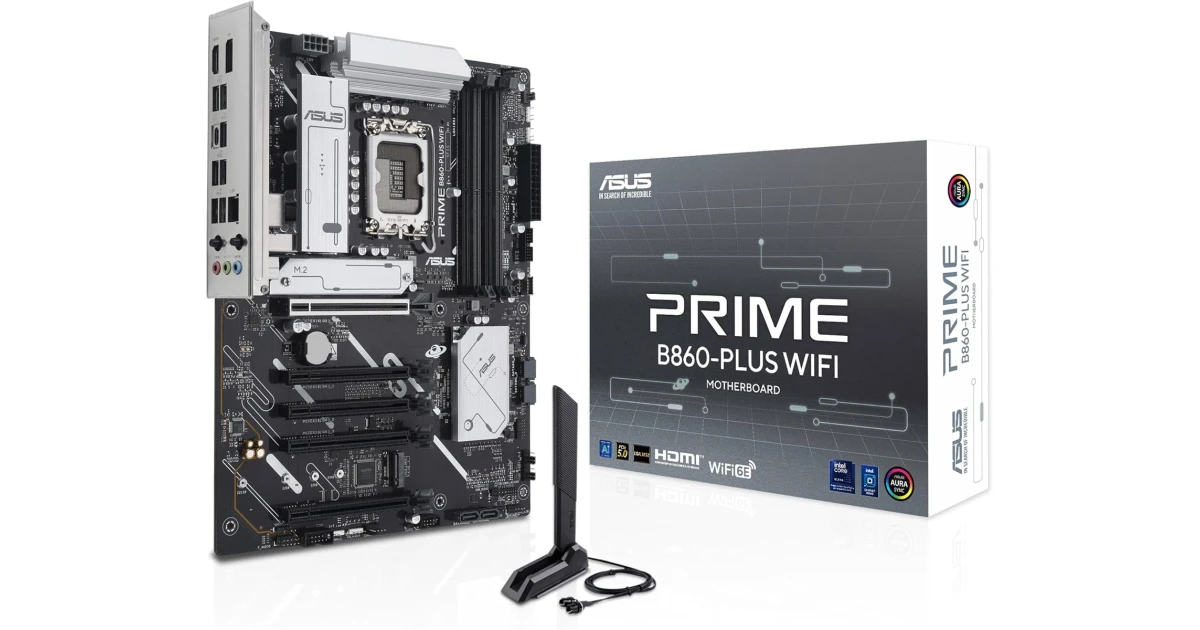 ASUS Prime B860-Plus WiFi 6E ATX Intel B860 Chipset, 4x DIMM DDR5 Slots, Up to 256GB Max Memory, 5x PCIe x16 Slots, 2x M.2 Slots, WiFi & BT Connectivity
