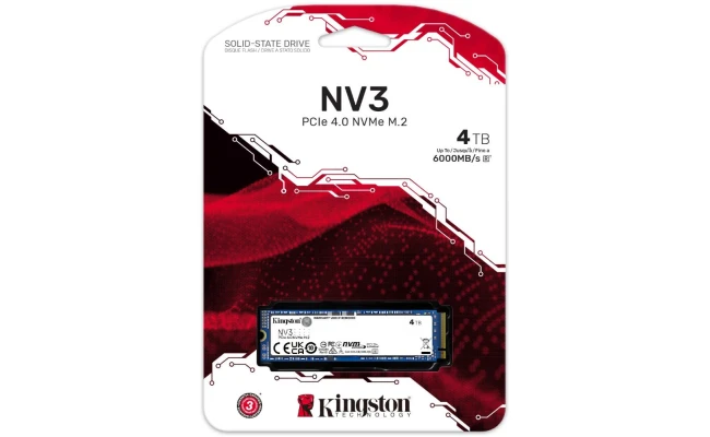 Kingston NV3 4TB M.2 2280 NVMe PCIe Gen 4x4 Internal SSD Up to 6000 MB/s