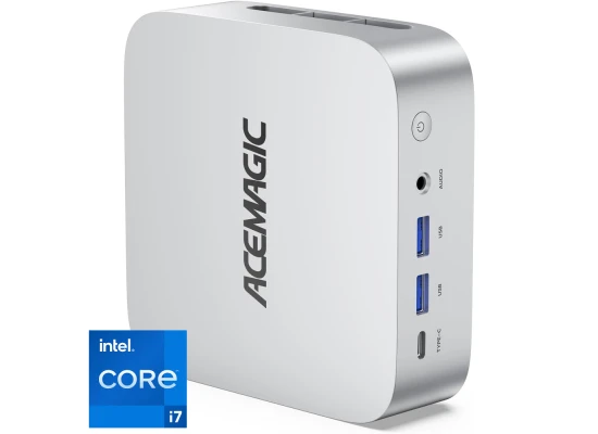 ACEMAGIC A3A Mini PC Barebone Intel 13Gen Core i7 13700H 14-Cores High-Performance Processor For Home & Business Support Triple 4K Display Support , Silver