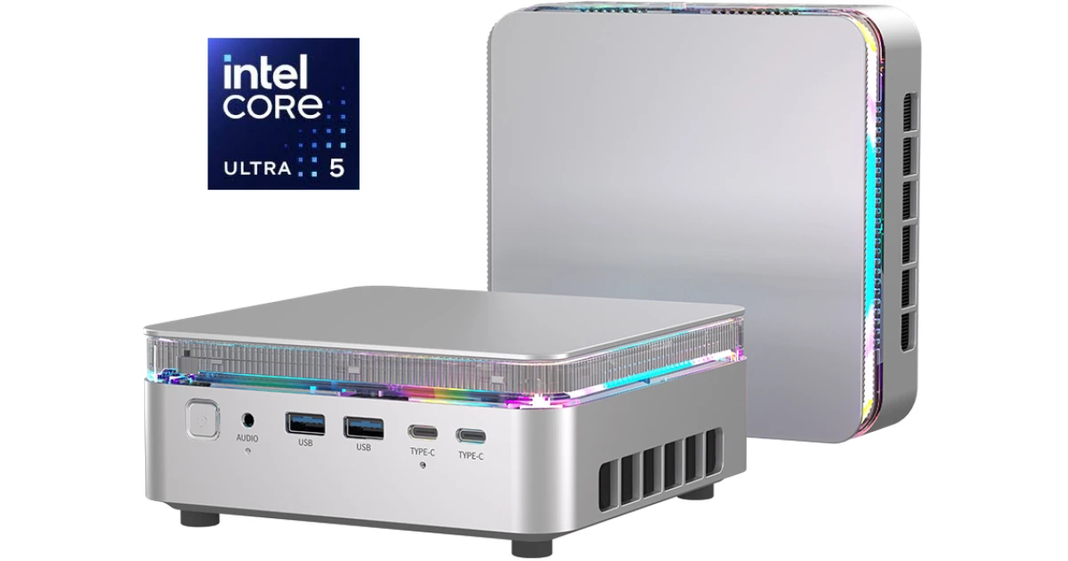 ACEMAGIC F3M (2025) Mini AI PC Barebone Intel Core Ultra 5 125H 14-Cores High-Performance Processor w/ Supporting up to 3 Displays & 2 Lan , Silver