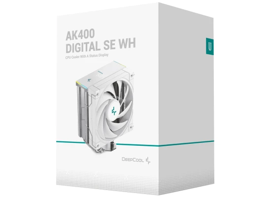 DeepCool AK400 Digital SE 1850 RPM PWM CPU Air Cooler 4 Heatpipes Chip Cooling Heatsink w/ w/ ARGB LED Strip & Digital Screen Displays , White