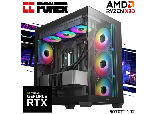 CC Power 5070TI-102 Gaming PC 7Gen AMD Ryzen 7 7800X3D 8-Cores w/ Nvidia RTX 5070 TI 16GB DDR7 & Advanced AIR Cooler