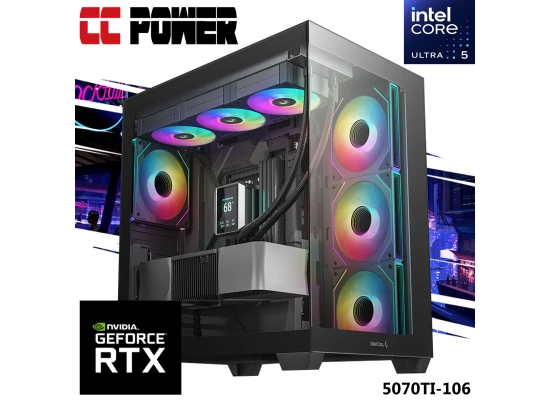 CC Power 5070TI-106 Gaming PC NEW Intel Core Ultra 5 K-Series 14-Cores w/ Nvidia RTX 5070 TI 16GB DDR7 & Liquid Cooler