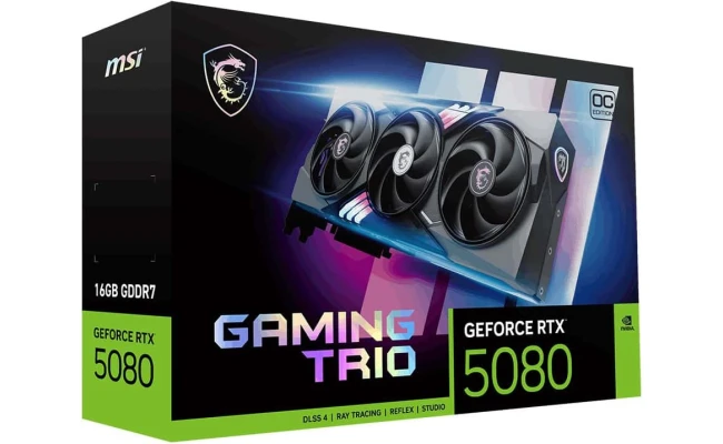 MSI TRIO Gaming GeForce RTX 5080 16GB GDDR7 OC Edition PCI Express 5.0 Graphics Card