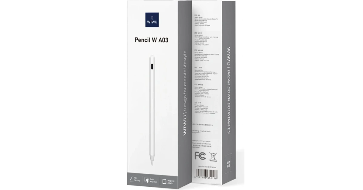 WiWU Pencil W A03 Magnetic Charging Stylus Pen For iPad - White