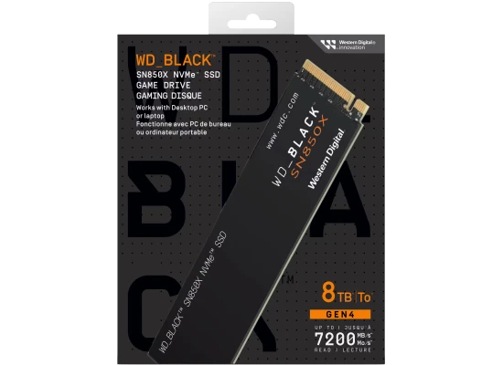 WD BLACK SN850X 8TB NVMe Gen4 PCIe M.2 2280 SSD Internal Solid State Drive up to 7,200MB/s