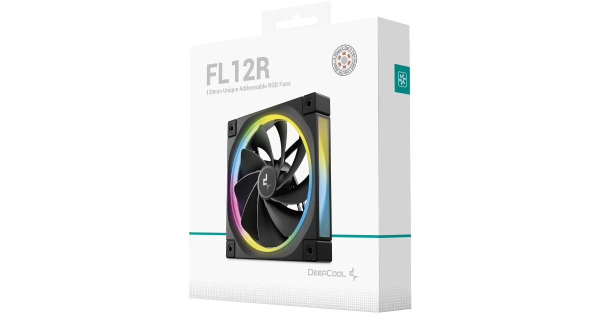 DeepCool FL12R Reversed Fan Blade 120mm Case Fans, 2150 RPM Fan Speed, 55 CFM Fan Airflow, Fluid Dynamic Bearing Type, 4-Pin PWM Fan Connector, Addressable RGB LED, Single Pack, Black