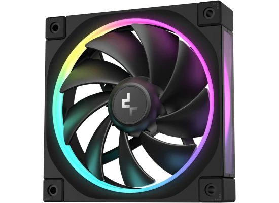 DeepCool FL12 120mm Case Fans, 2150 RPM Fan Speed, 55 CFM Fan Airflow, Fluid Dynamic Bearing Type, 4-Pin PWM Fan Connector, Addressable RGB LED, Single Pack, Black