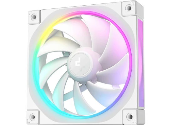 DeepCool FL12 120mm Case Fans, 2150 RPM Fan Speed, 55 CFM Fan Airflow, Fluid Dynamic Bearing Type, 4-Pin PWM Fan Connector, Addressable RGB LED, Single Pack, White