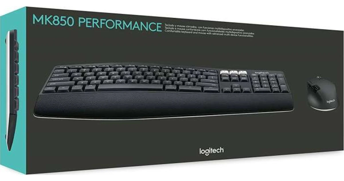 Logitech MK850 Performance Wireless Keyboard and Mouse Combo, Bluetooth Smart, 2.4GHz Wireless Connection, 1000 Dpi Sensor, 8 Buttons, English Layout, Black