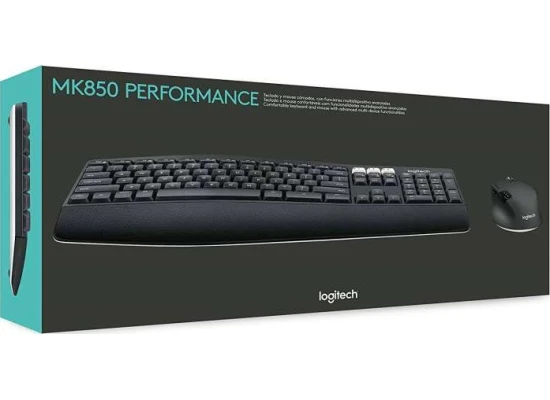 Logitech MK850 Performance Wireless Keyboard and Mouse Combo, Bluetooth Smart, 2.4GHz Wireless Connection, 1000 Dpi Sensor, 8 Buttons, English Layout, Black