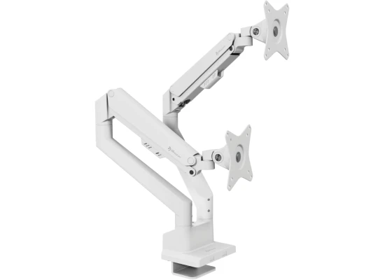 Arozzi Alzare Neo Duo Gas Spring Dual Monitor Arm Support up to 9KG 360° Screen Rotation Adjustable Height & Full Motion - White