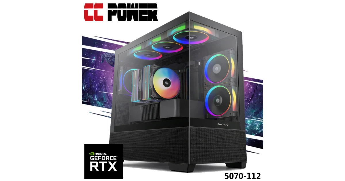 CC Power 5070-112 Gaming PC NEW 9Gen AMD Ryzen 7 7700 8-Cores w/ Nvidia RTX 5070 12GB DDR7 & DDR5 Memory & Advanced Air Cooler