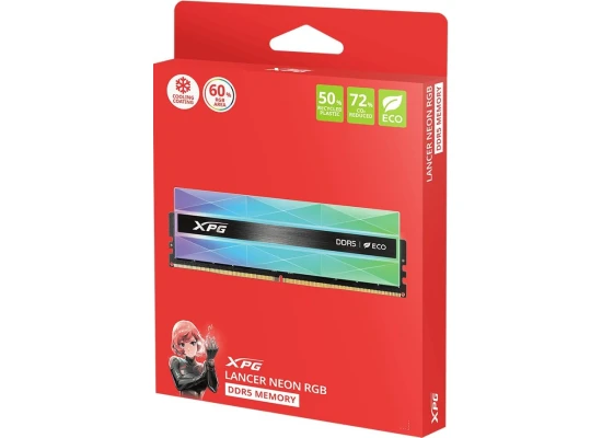 ADATA XPG LANCER NEON 32 GB [2 x 16 GB] DDR5 6400MHz, CL32, 1.4V, Retail, Silver RGB System Memory