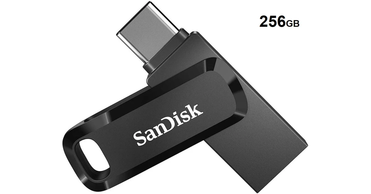 SanDisk 256GB Ultra Dual Drive Go 2-in-1 Flash Drive, 256GB Capacity, Type-A and Type-C Connectors, USB 3.2 Gen 1, 400 MB/s Max Read Speed, Swivel Cover with Keyring Hole, Black