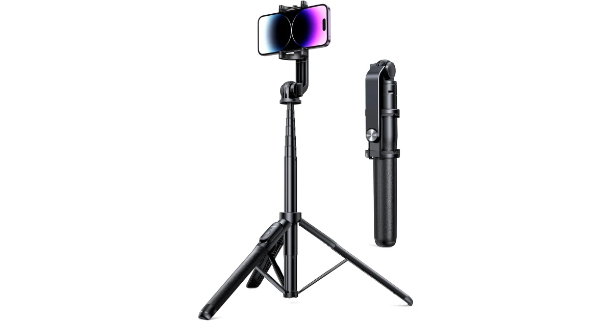 UGREEN Tripod Stand Filming Selfie Stick Bluetooth Remote 63”/1.6m Tall Phone Holder Portable 360° Rotating Mount Compatible with iPhone 16 Pro Max 15 Plus 14 13 12,Galaxy S24 Ultra A15,Camera