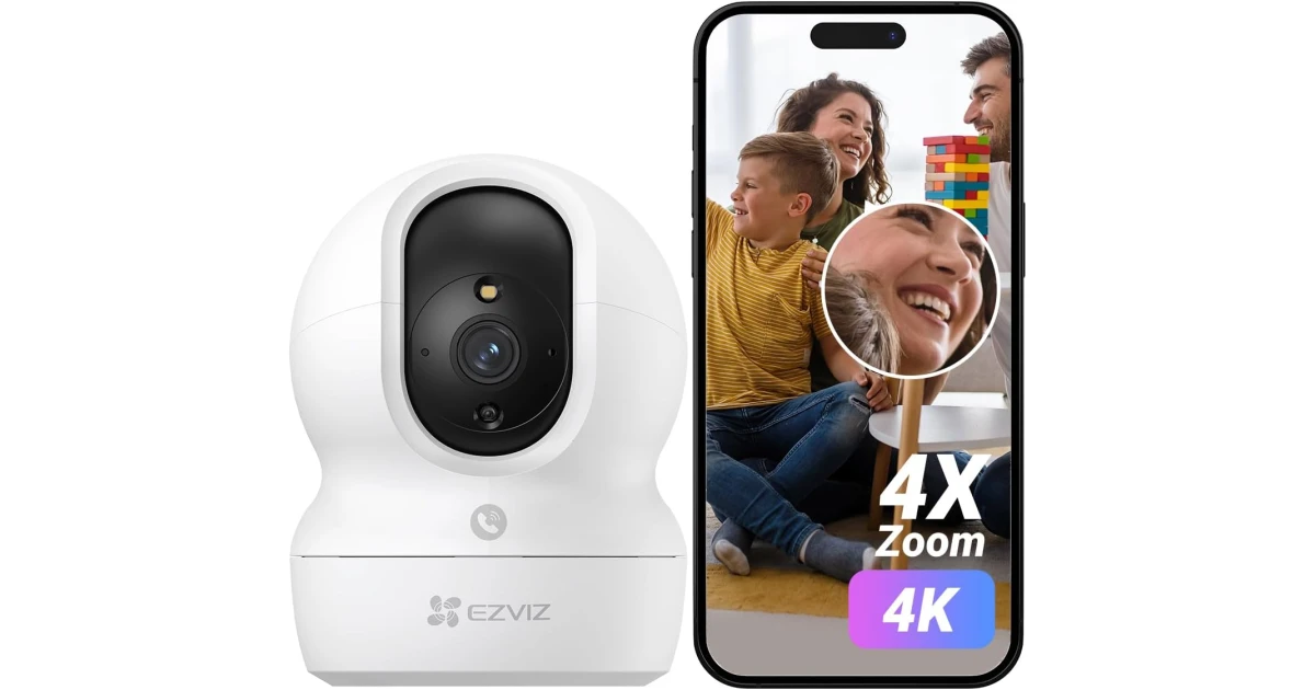EZVIZ CP1 Pro 4K Indoor Security Camera, WiFi Camera, Baby Monitor 5GHz 2.4GHz, 360° Pan Tilt, Smart Colour Night Vision, Auto Tracking, Two Way Audio, Pre-set Points Patrol Mode, Alexa Compatible