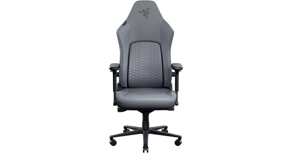 RAZER Iskur V2 NewGen (2025) Gaming Chair, HyperFlex Lumbar Support System, Gen-2 EPU Leather WITH CoolTouch Technology, Cold-Cured Foam, 4D Adjustable Armrests, Light Gray