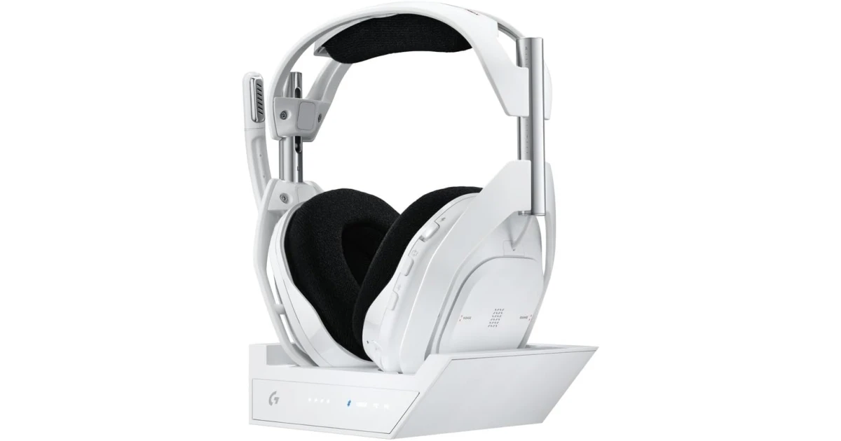 Logitech G Astro A50 X Omni-Platform Wireless Gaming Headset + Base Station for PS5, Xbox, PC: PLAYSYNC Video & Audio Switcher, HDMI 2.1 4K 120Hz VRR, <24 bit/48 kHz, 24hr Battery, 2.4GHz & BT - White