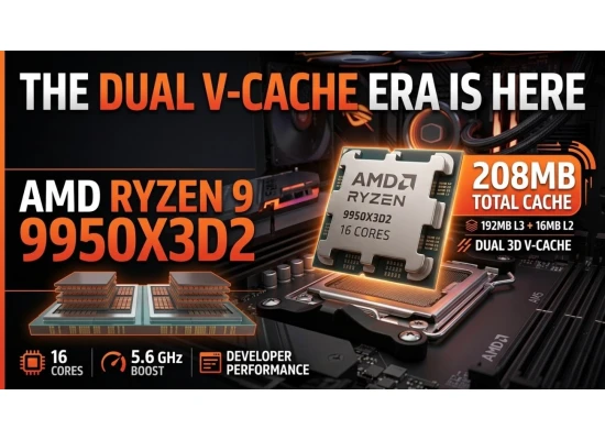 AMD RYZEN 9 9950X3D2 16-Core 4.3GHz (5.6 GHz Max Boost) 208MB Cache AM5 Desktop Processor , Tray