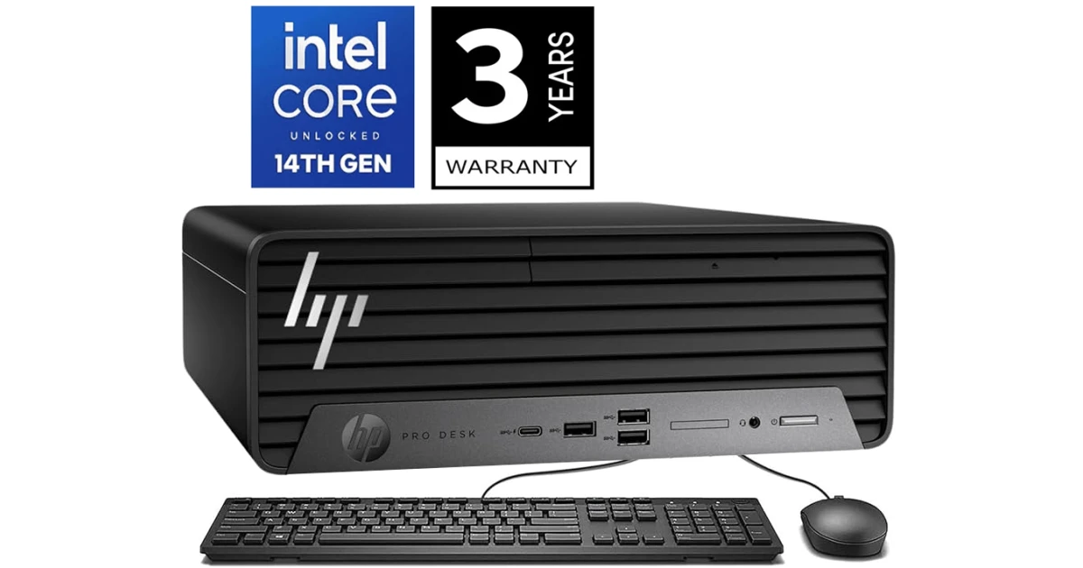 HP Pro SFF 400 G9 Compact Desktop PC 14Gen Intel Core i7 20-Cores Business Class w/ 3 Years Warranty - Black