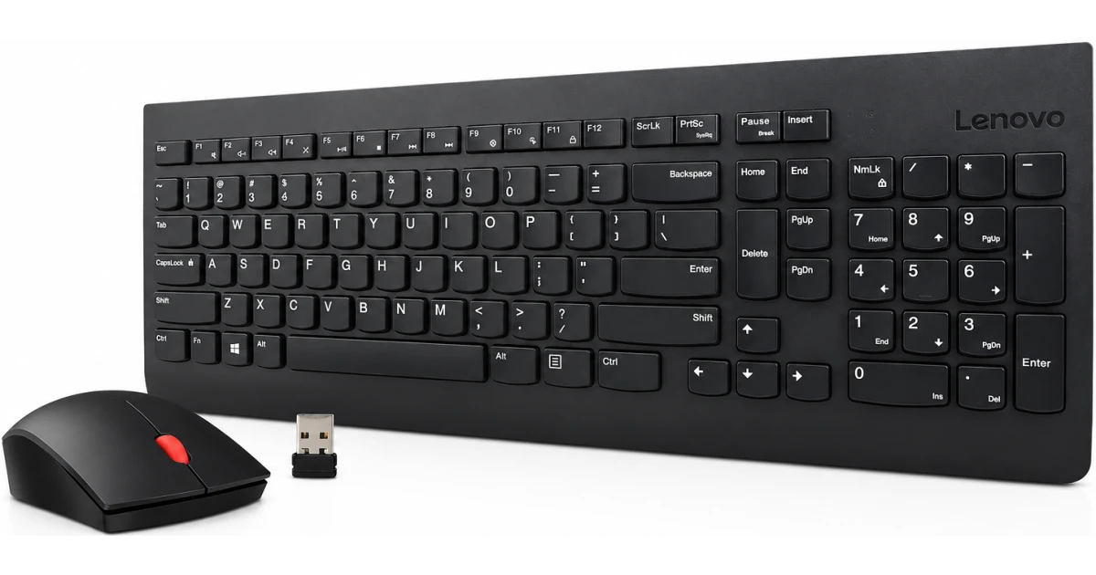 Lenovo 510 Wireless Keyboard & Mouse Combo Full Size Island Key Design Left or Right Hand Optical Mouse Arabic / English - Black