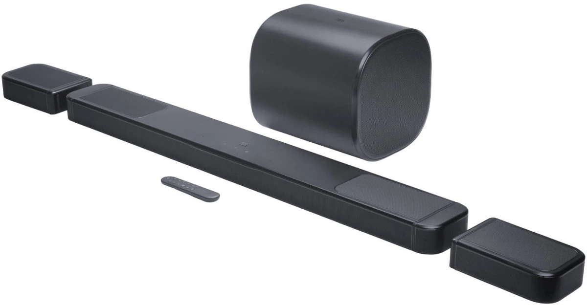 JBL BAR 1300MK2 11.1.4 Channel Soundbar System with Detachable Wireless Surround Speakers, 2470W Max Power, Dual 8" Subwoofer, Dolby Atmos & DTS X, MultiBeam 3.0, Black