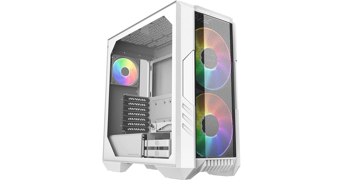 Cooler Master HAF 500 White Edition High Airflow Mesh ARGB Lighting Fans USB 3.2 Gen 2 Type C