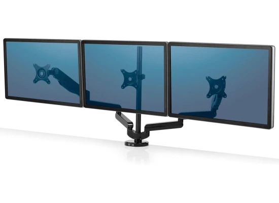 Fellowes Platinum Series Adjustable Triple Monitor Arm , Black