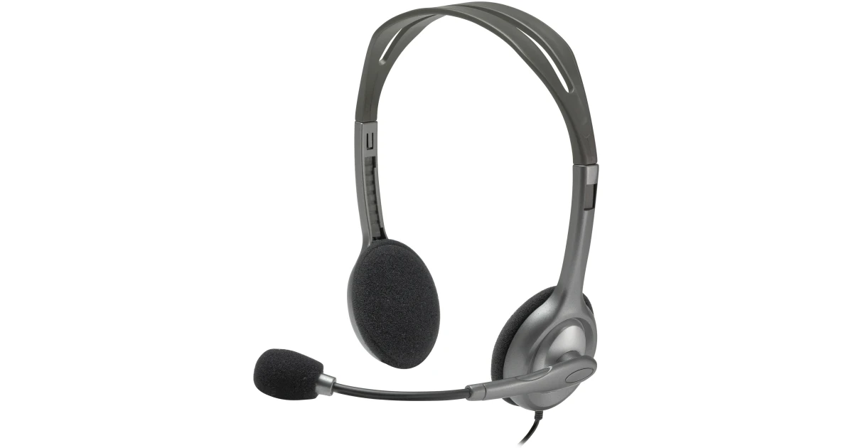 Logitech H111 Wired Stereo Headphones with Noise-Cancelling Microphone 3.5 mm Audio Jack PC/Mac/Laptop/Smartphone/Tablet - Black