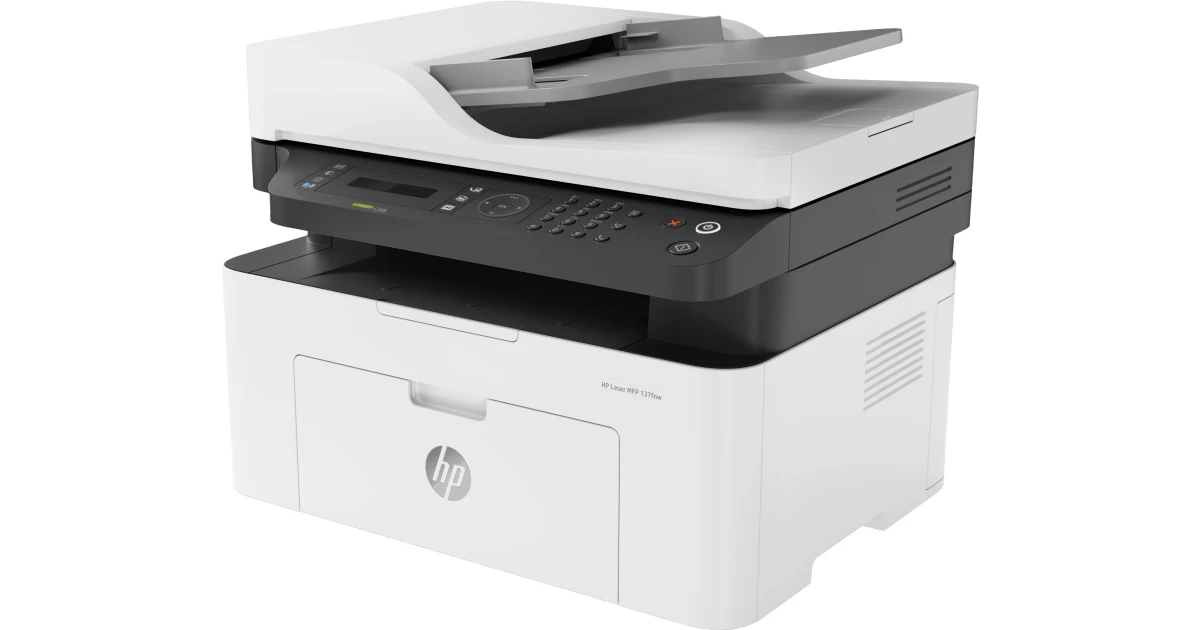 HP LaserJet MFP M137FNW Mono Black and White Laser Multifunction 4-In-One Printer With Auto Feeder - White