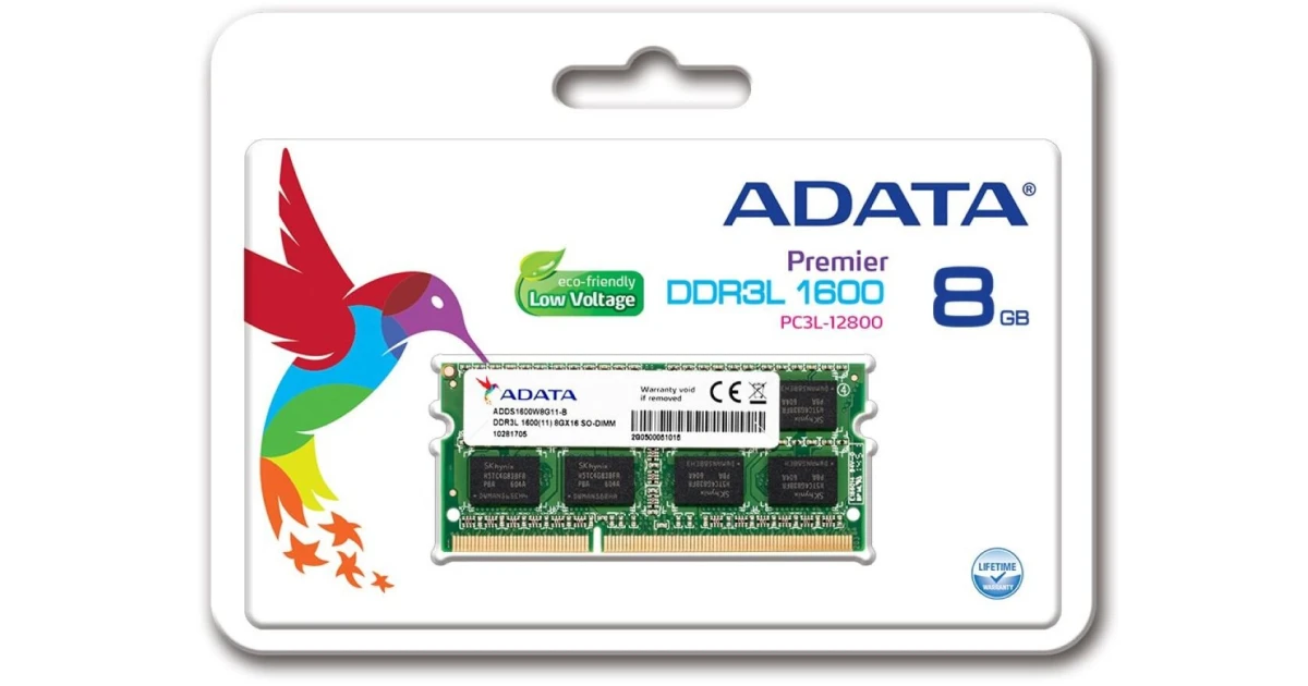 ADATA Premier 8GB 1600Mhz DDR3L RAM Memory Module for Laptops