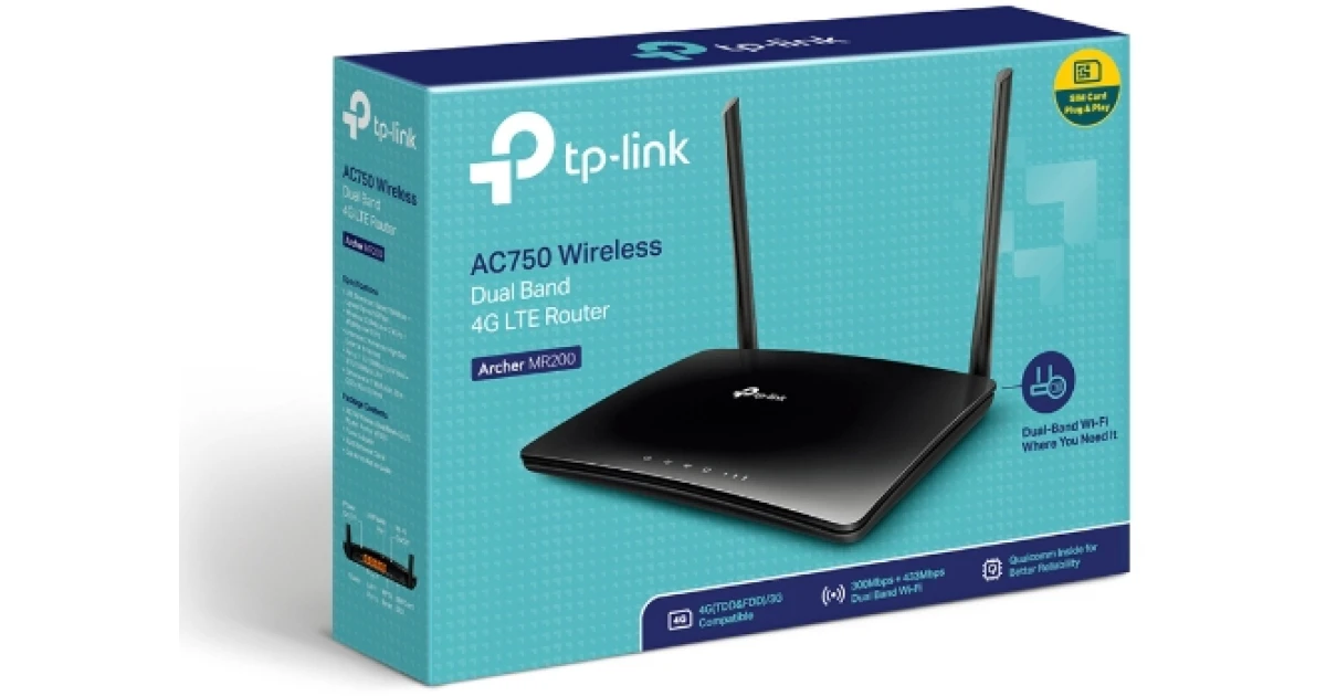 TP-Link Archer MR200 AC750 Dual Band 4G LTE Mobile Wi-Fi SIM Slot Unlocked No Configuration Required Removable Wi-Fi Antennas Router (Black)