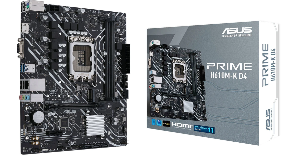 ASUS PRIME H610M-K D4 Intel 12th Gen Motherboard PCIe 4.0 DDR4 1xM.2 slots USB 3.2 Gen 1