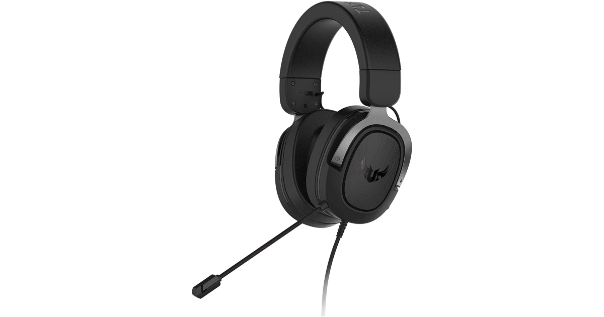 Asus TUF Gaming H3 Gaming Headset, 50mm Neodymium Magnet Driver, 3.5mm Jack, Boom Mic, Surround Sound, Deep Bass, Fast-cooling, Over-the-Head, Gray