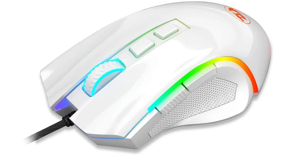 Redragon Griffin M607 Wired USB Gaming Mouse with 7 Programmable Buttons / 7200 DPI/RGB Lighting for Windows/Mac PC - White