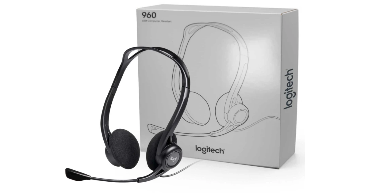 Logitech 960 USB (Windows & MAC) Noise-cancelling w/ Mute Button Stereo Headset